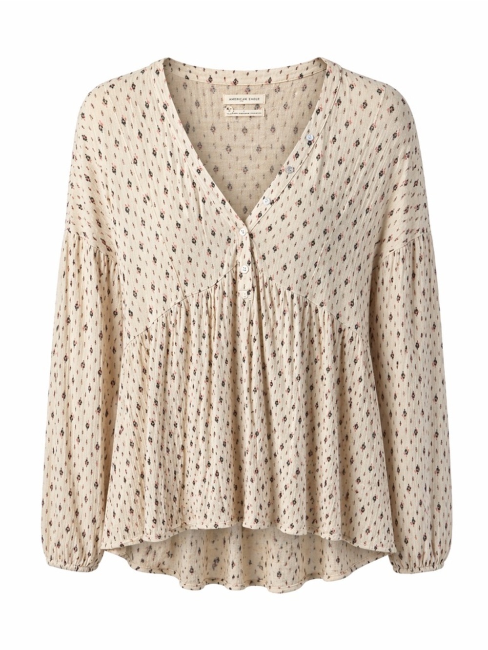 Urban Outfitters Spirit V-Neck Peplum Blouse Women's Large Boho Long Sleeve